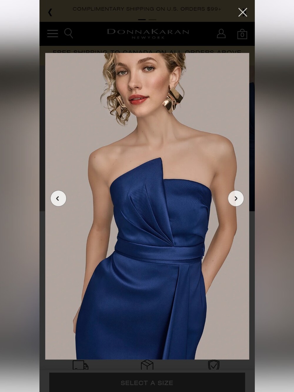 Donna Karan New York Strapless Royal Blue Evening Gown
